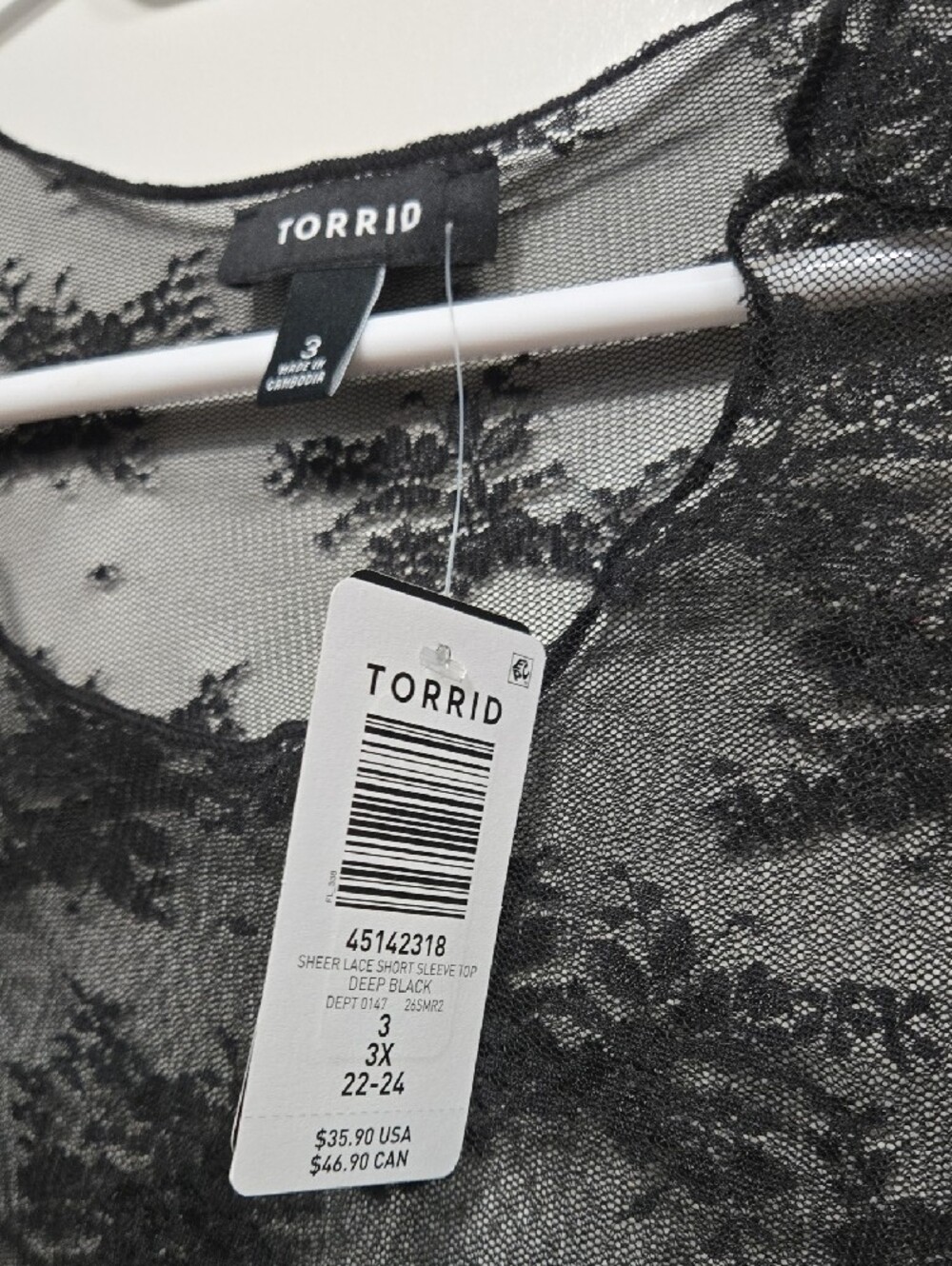 torrid Black Sheer Floral Lace Overlay Top - Picture 2 of 3
